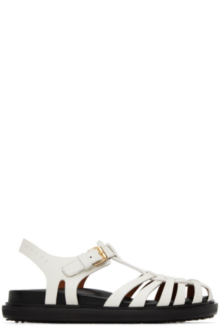 White Fisherman Sandals by Marni on Sale