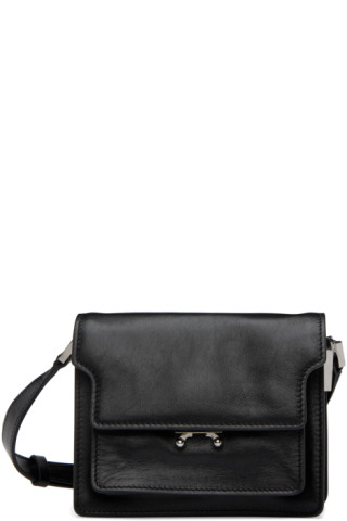 Marni Crossbody Embossed Logo Leather Bag in Black for Men