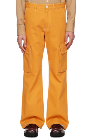 Marni: Orange Flared Cargo Pants | SSENSE