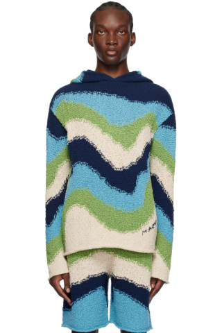 【関税込み】Marni ブルー インターシャ フーディ 231379M201019_1.jpg