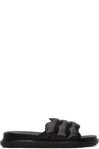 サンダル・ミュール MARNI Fussbett Slides in Black Leather Black Fussbett Slides by Marni on Sale