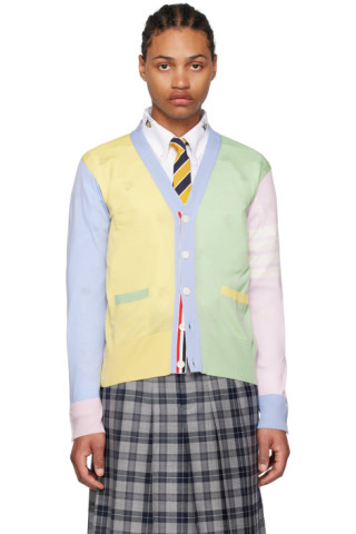 Thom Browne: Multicolor Fun-Mix 4-Bar Cardigan | SSENSE