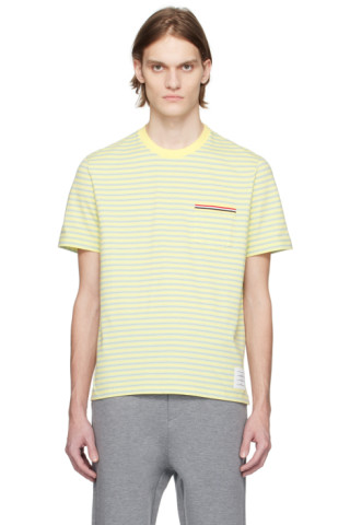 Green & Yellow Stripe T-Shirt by Thom Browne on Sale