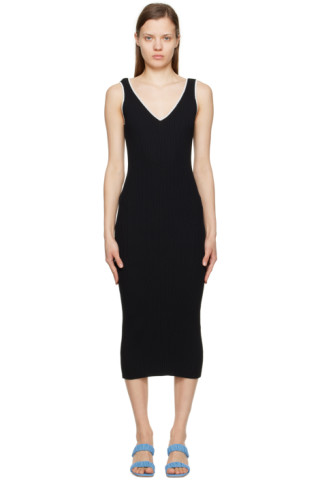 Staud: Black Dana Midi Dress | SSENSE