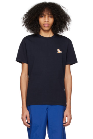 Maison Kitsuné: Navy Chillax Fox T-Shirt | SSENSE UK