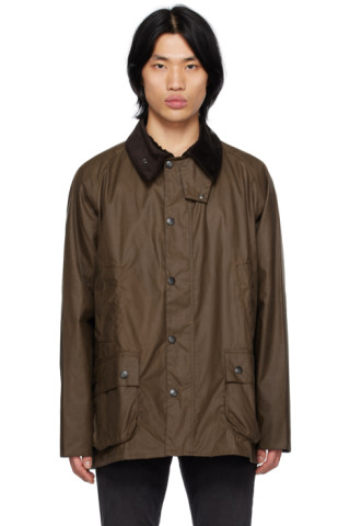 Barbour: Brown Bedale Wax Jacket | SSENSE Canada