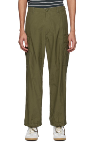 BEAMS PLUS: Green Drawstring Cargo Pants | SSENSE