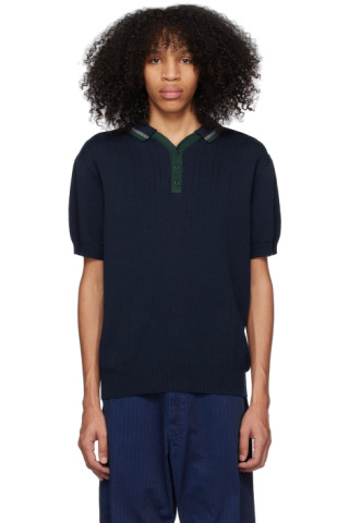 BEAMS PLUS: Navy Skipper Polo | SSENSE