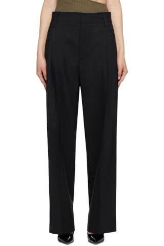Black Pleated Trousers by Maria McManus on Sale