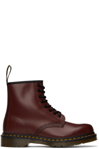 Martens: Burgundy 1460 Boots | SSENSE