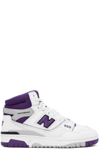 White & Purple 650 Sneakers by New Balance on Sale