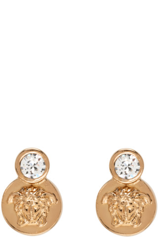 Enamel Medusa Stud Earrings in Gold - Versace