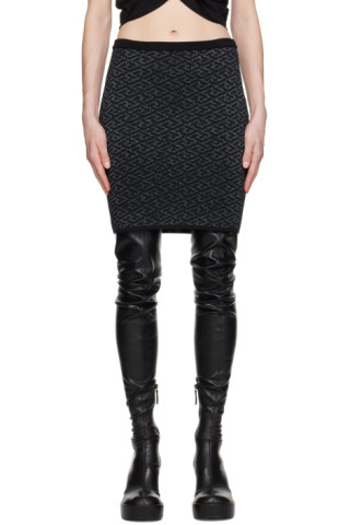 Medusa bouclé tweed miniskirt in black - Versace