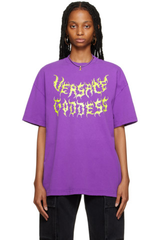 【関税込み】Versace パープル ディストレス Tシャツ 231404F110026_1.jpg