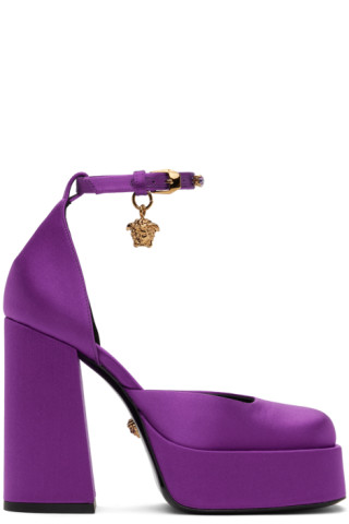 Purple Medusa Aevitas Platform Heels by Versace on Sale