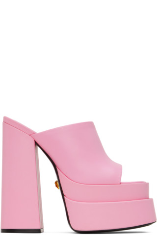 Versace: Pink Aevitas Platform Mules | SSENSE