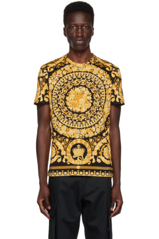 Versace: Black Barocco T-Shirt | SSENSE