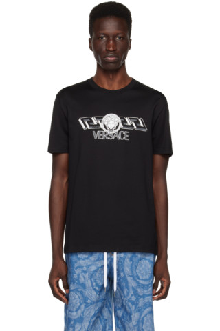 Versace: Black 'La Greca' T-Shirt | SSENSE