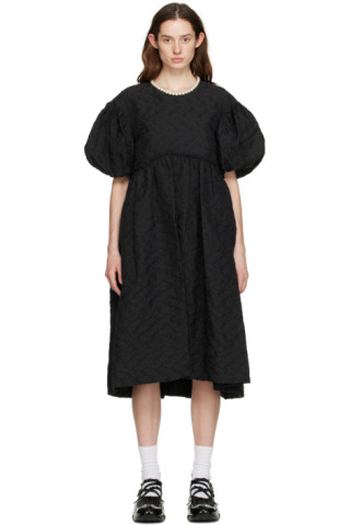 Simone Rocha: Black Puff Sleeve Midi Dress | SSENSE