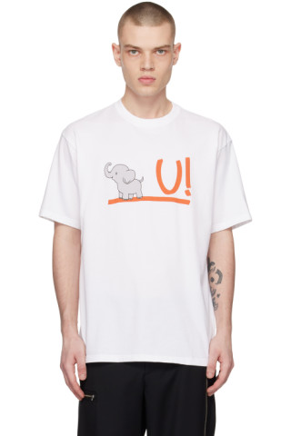 White Printed T-Shirt by UNDERCOVER on Sale