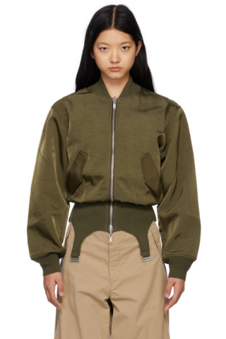 Khaki Convertible Rib Reversible Bomber Jacket by Dion Lee on Sale