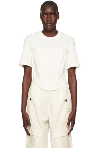 White Corset T-Shirt by Dion Lee on Sale