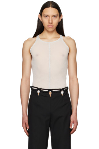 Dion Lee: White Semi-Sheer Tank Top | SSENSE