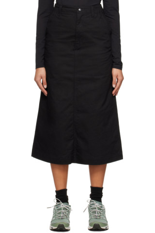 Black Takibi Chino Maxi Skirt by Snow Peak on Sale