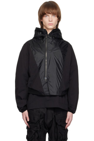 Julius: Black Paneled Hoodie | SSENSE