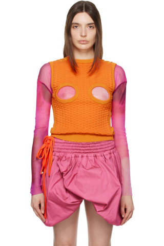 Orange Cutout Vest by Paula Canovas Del Vas on Sale