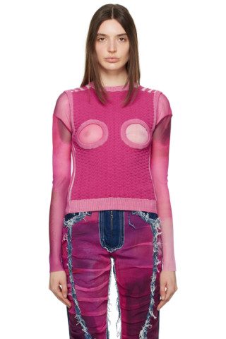 Pink Cutout Vest by Paula Canovas Del Vas on Sale