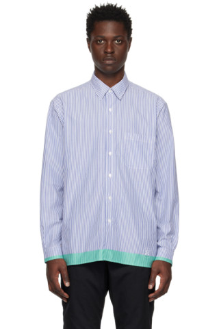 Blue Stripe Shirt by Uniform Experiment on Sale