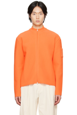 Orange Zip Cardigan by AMOMENTO on Sale