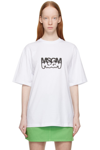 MSGM: White Bonded T-Shirt | SSENSE