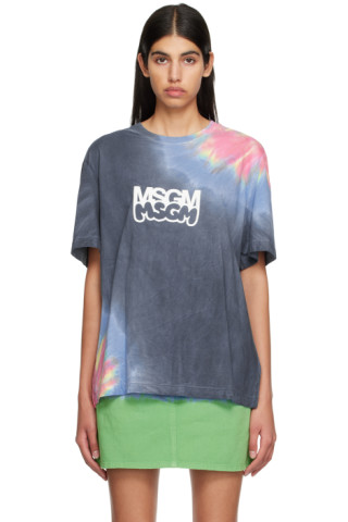 MSGM: Blue Burro Studio Edition Tie-Dye T-Shirt | SSENSE