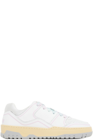 White & Pink Retro Basketball Sneakers by MSGM on Sale