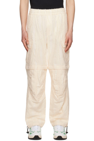 MSGM 오프 화이트 줄무늬 카고 바지