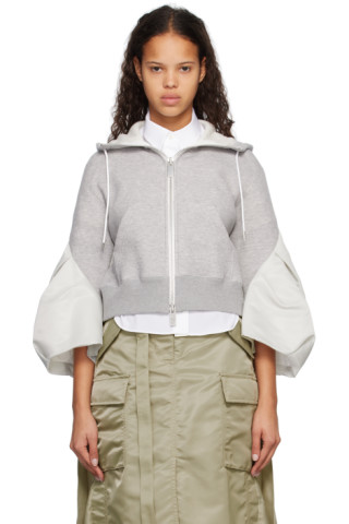 Gray Sponge Sweat Hoodie by sacai on Sale