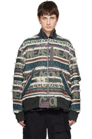 sacai: Multicolor Eric Haze Edition Jacquard Bomber Jacket | SSENSE