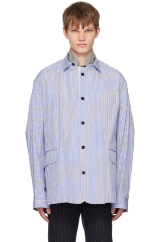 Blue Double Collar Jacket by sacai on Sale