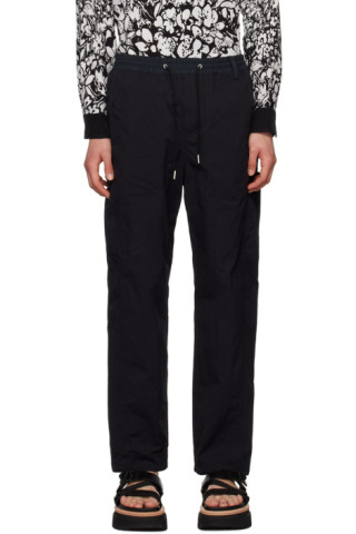 sacai: Black Drawstring Cargo Pants | SSENSE Canada