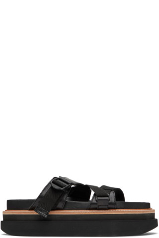 sacai: Black Hybrid Belt Sandals | SSENSE