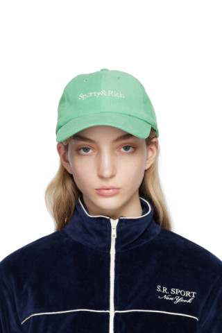 Sporty & Rich: Green Serif Logo Cap | SSENSE