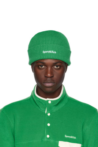 Sporty & Rich: Green Serif Logo Beanie | SSENSE