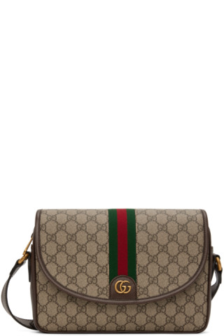 Gucci: Beige Ophidia Messenger Bag | SSENSE