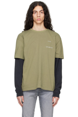 Khaki Print T-Shirt by FRAME on Sale