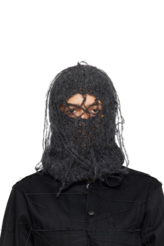 Gray Loose Thread Balaclava by AIREI on Sale