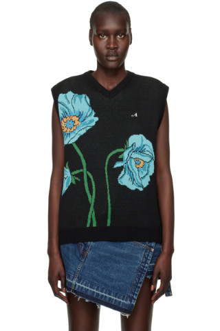 Black Floral Vest by Awake NY on Sale