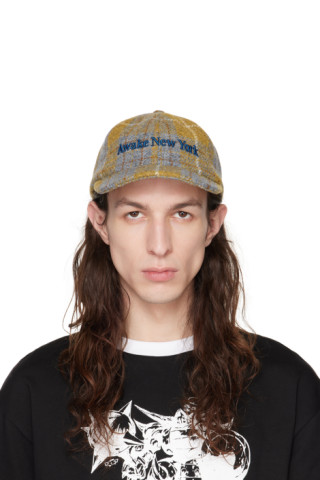 Awake NY: Blue & Yellow Check Cap | SSENSE