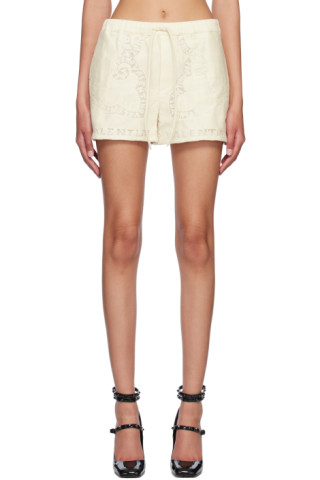 ショートパンツ VALENTINO Woman Short White 6B3RF2W090K 0AN Off-White Jacquard Shorts by Valentino on Sale